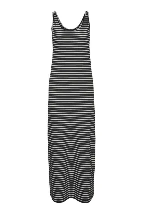 Maria Dress - Black / White Striped