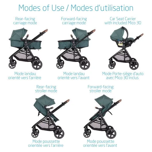 Maxi Cosi Zelia Max 5-in-1 Modular Travel System | Essential Green