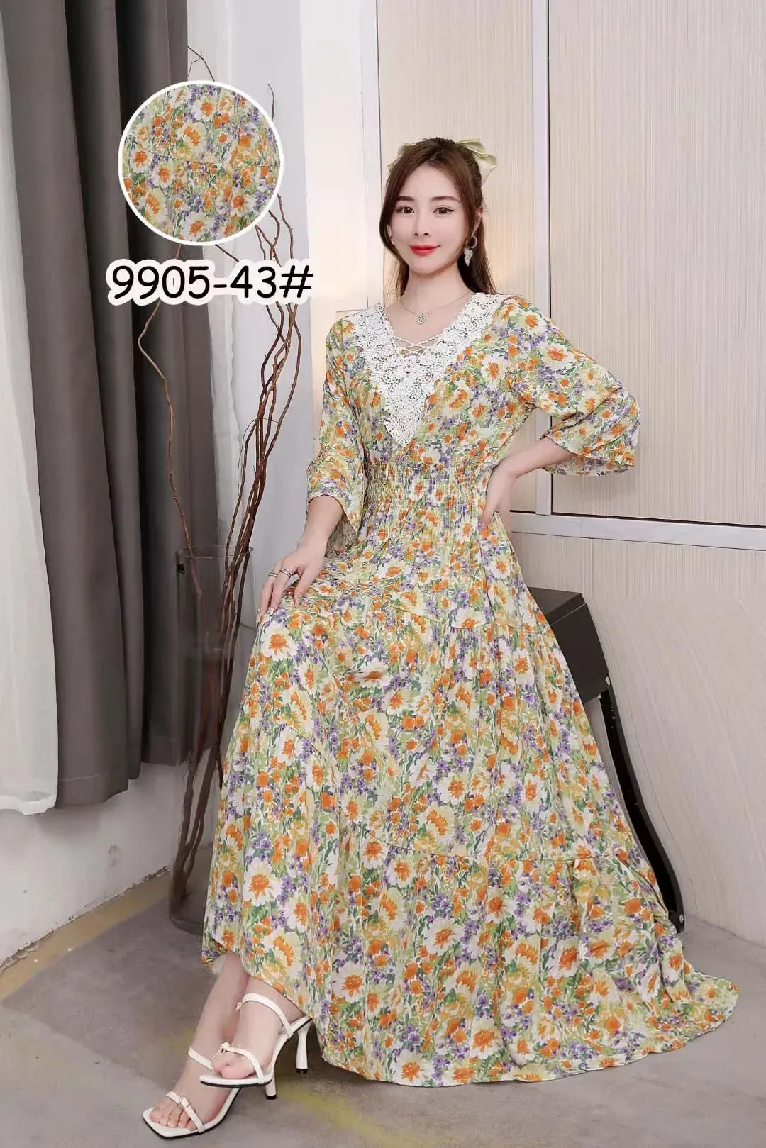 Maxi Long Lace Dress Women Summer Indian Clothes Vestidos Para Mujer Robe Bohemian Cotton Floral Beach Korean Style Casual