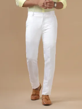 Men Linen Trim Fit  Pant White -WH01