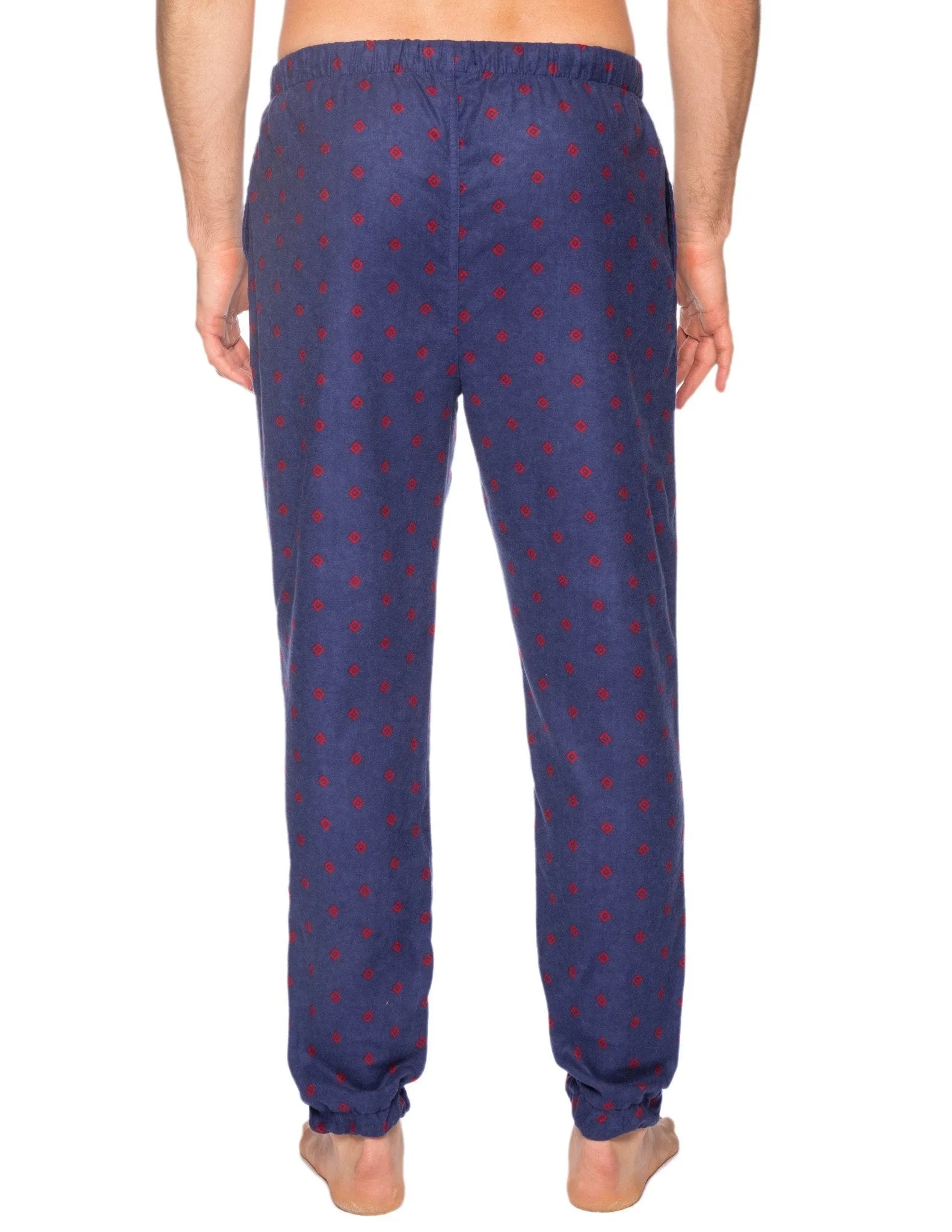 Men's 100% Cotton Flannel Jogger Lounge Pant - Double Diamond Navy/Red