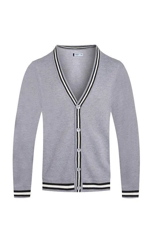 Mens Two Stripe Cardigan Sweaters