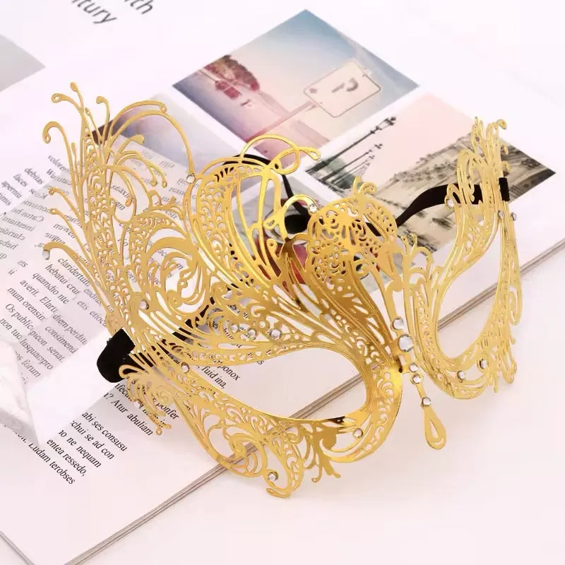 Metal Laser Cut Venetian Ladies Masquerade Ball Party Mask - Gold ((Style 16))