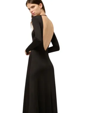 Michael Lo Sordo WOMANS REVERSE V NECK MAXI DRESS black