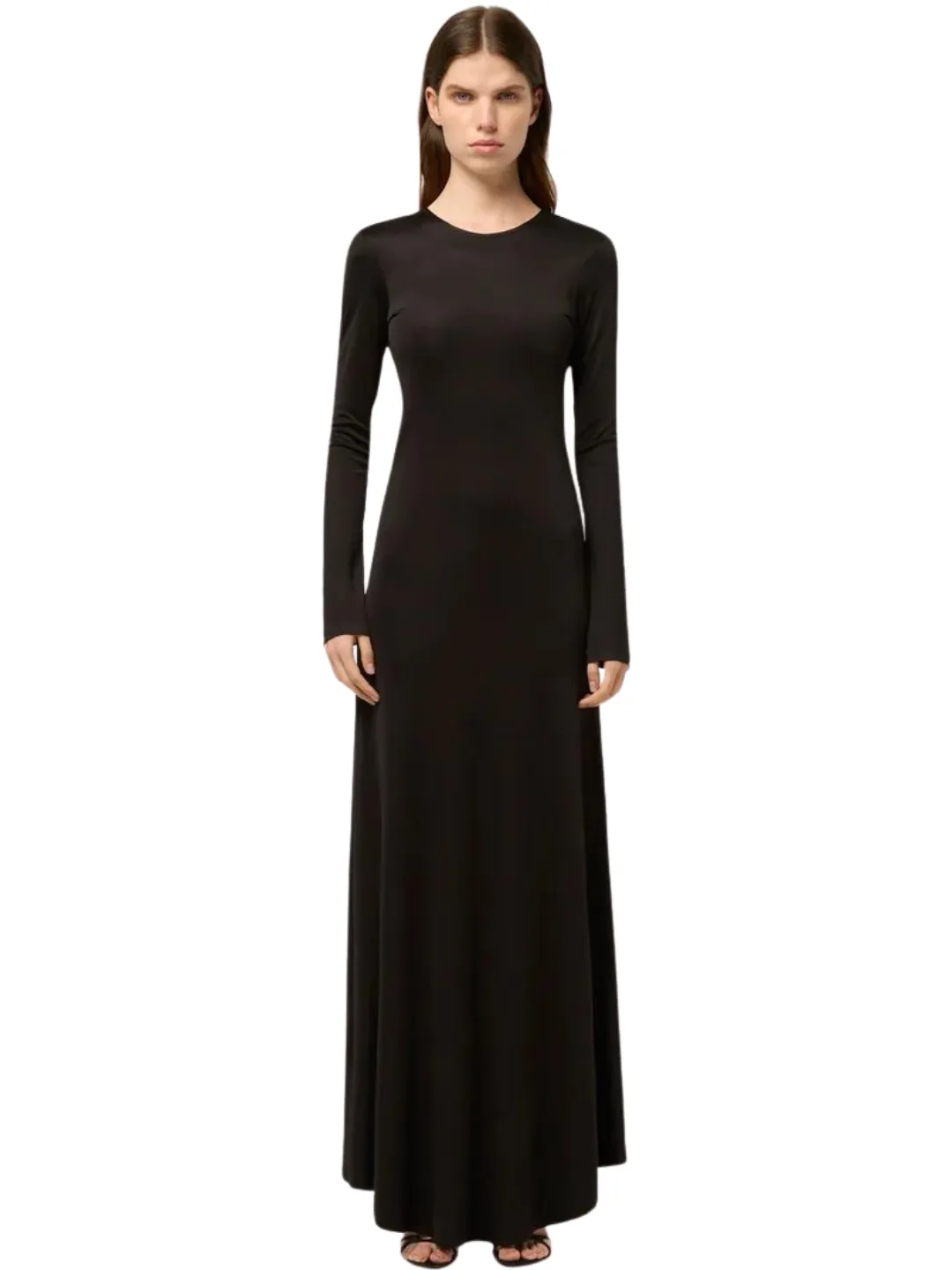 Michael Lo Sordo WOMANS REVERSE V NECK MAXI DRESS black