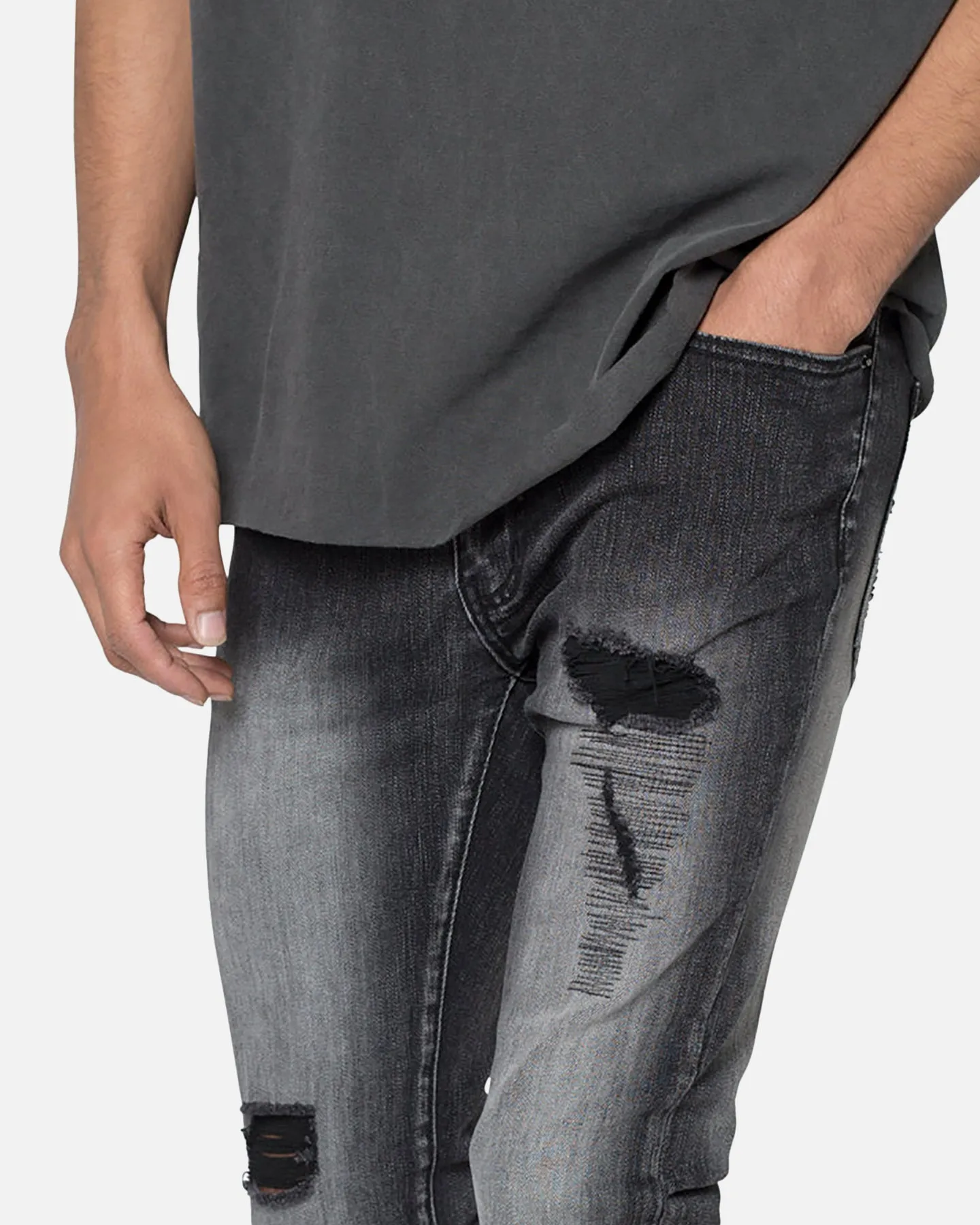 MNML X635 Ripped Flare Denim Jeans Black