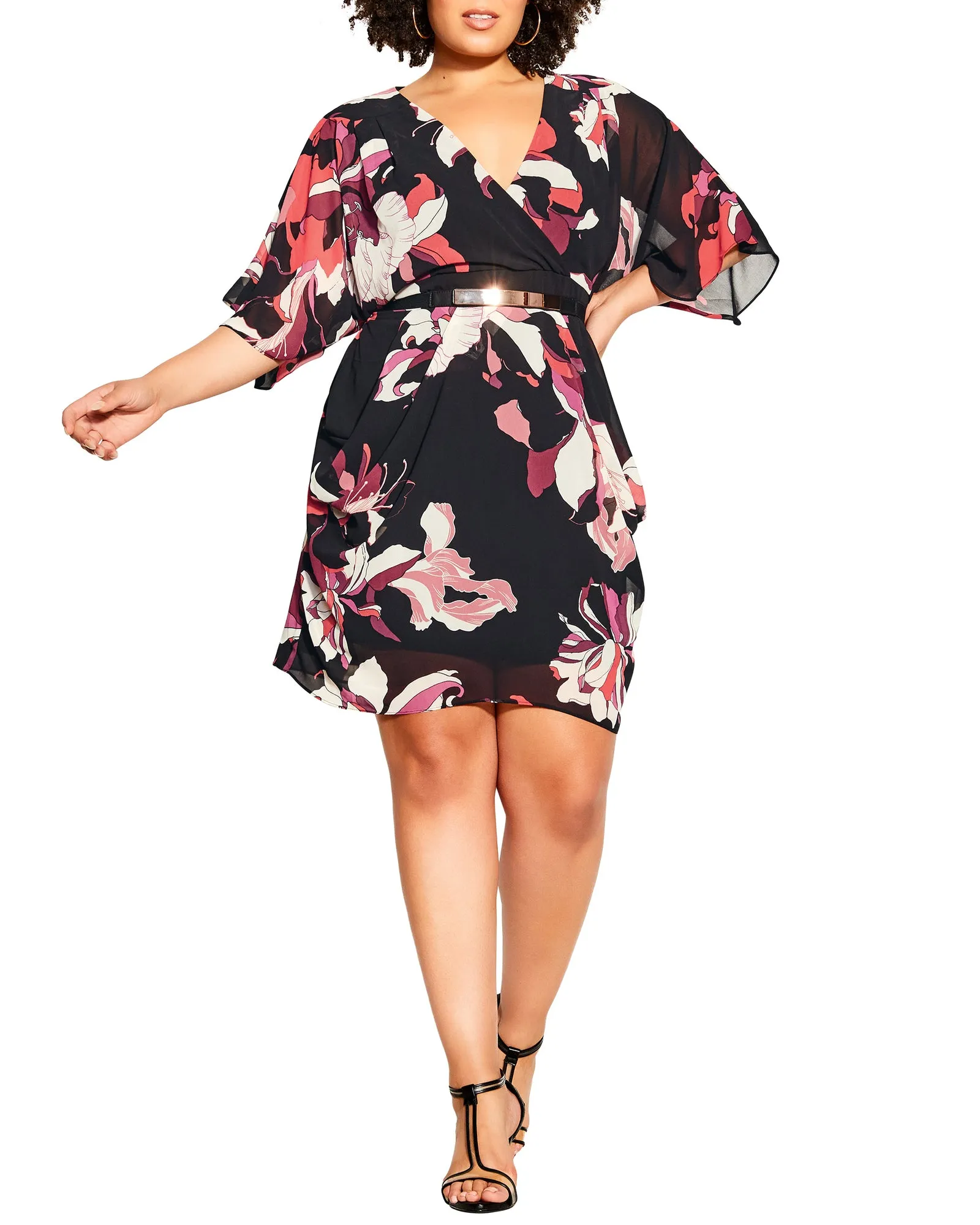 Mona Floral Dress | Black / Magenta