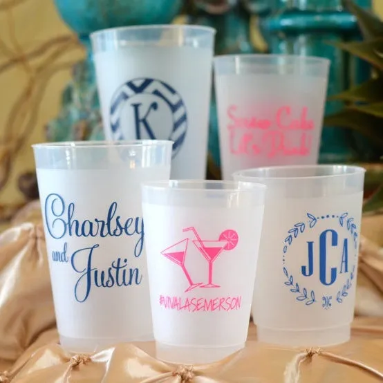 Monogrammed Clear Frost-Flex Party Cups