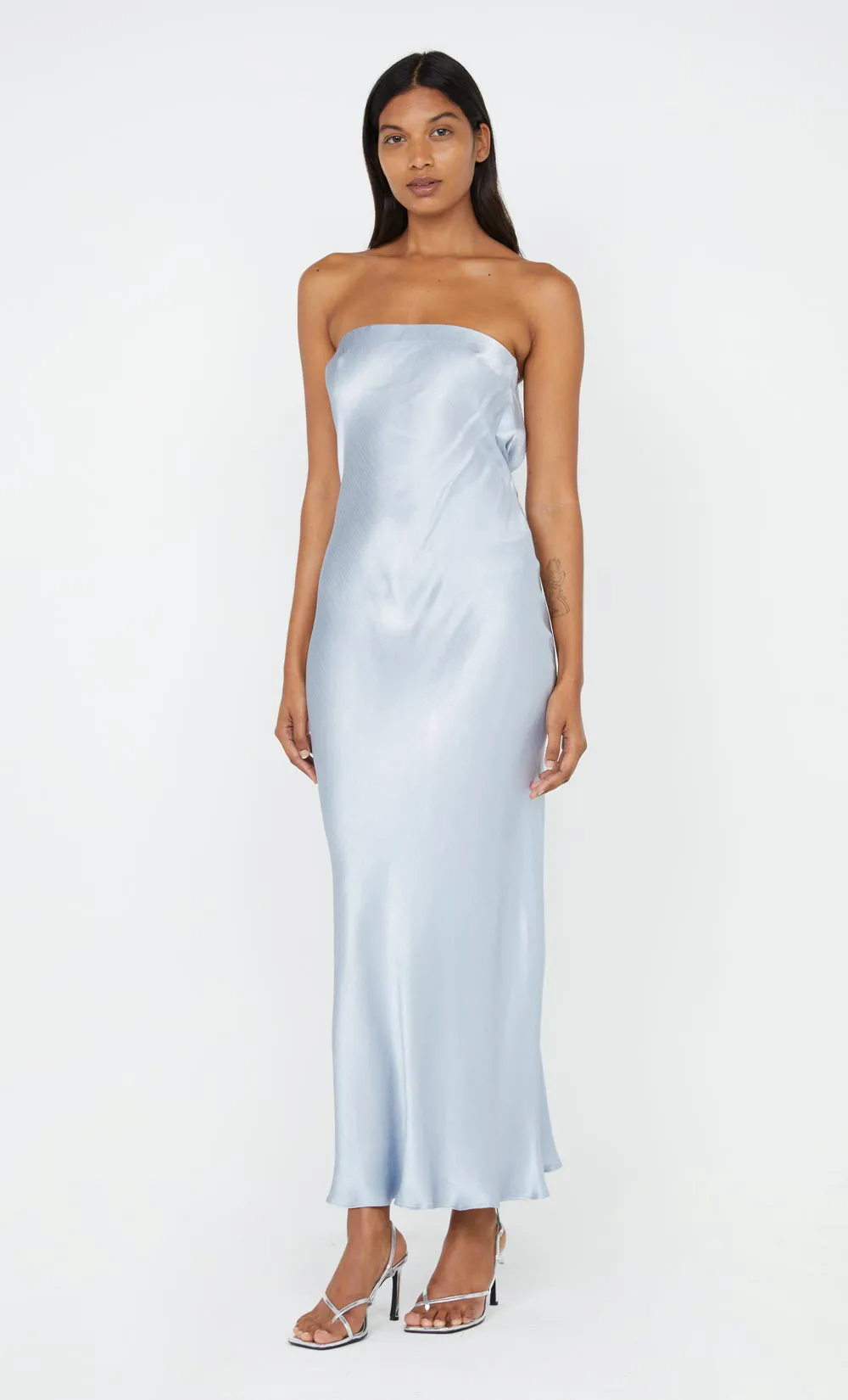 MOON DANCE STRAPLESS DRESS - DUSTY BLUE