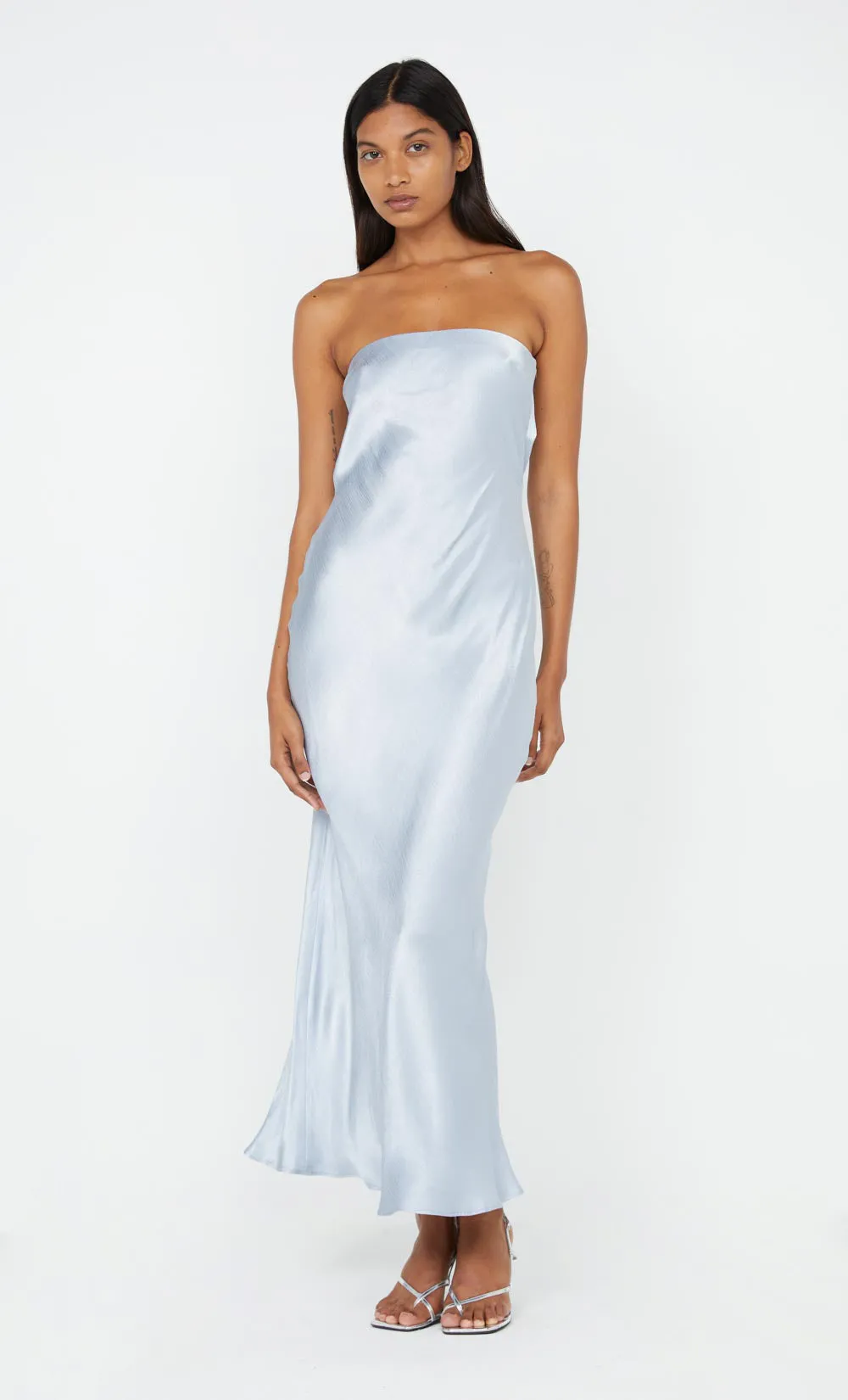 MOON DANCE STRAPLESS DRESS - DUSTY BLUE