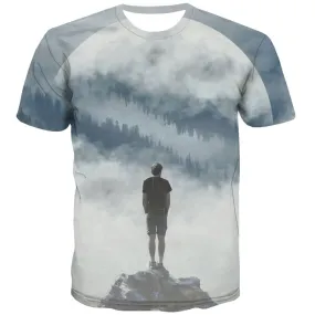 Moon T-shirt Men Forest Tshirts Novelty Landscape T-shirts 3d Harajuku Shirt Print