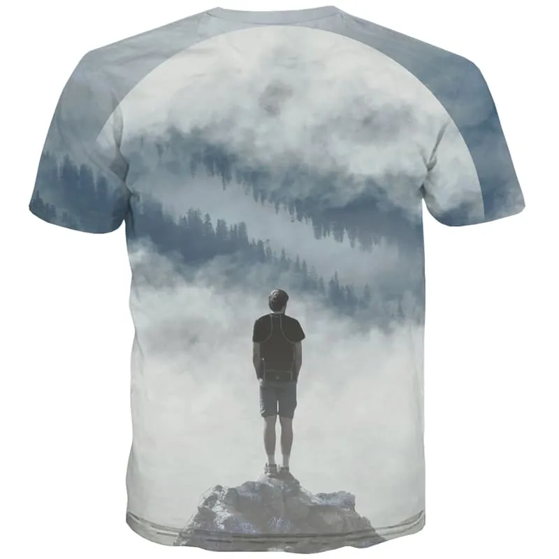 Moon T-shirt Men Forest Tshirts Novelty Landscape T-shirts 3d Harajuku Shirt Print