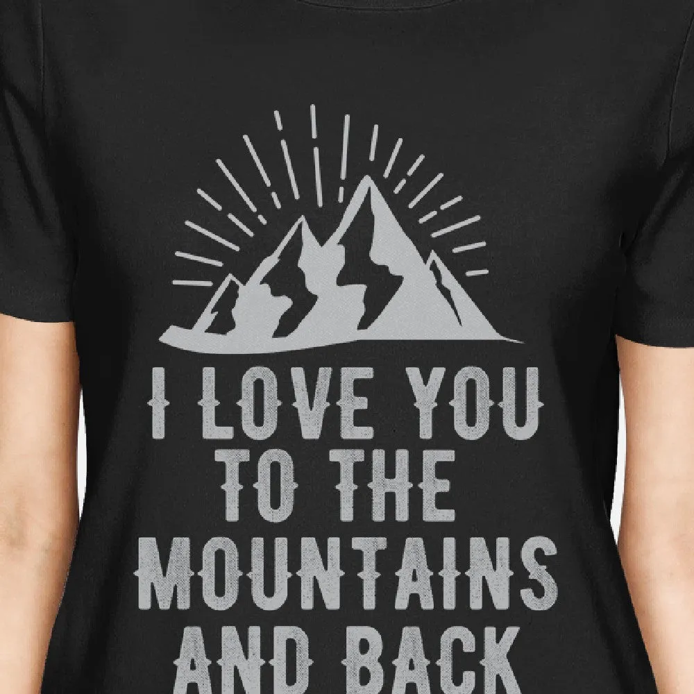 Mountain And Back Womens Black Short Sleeve Shirt For Hiking Lovers