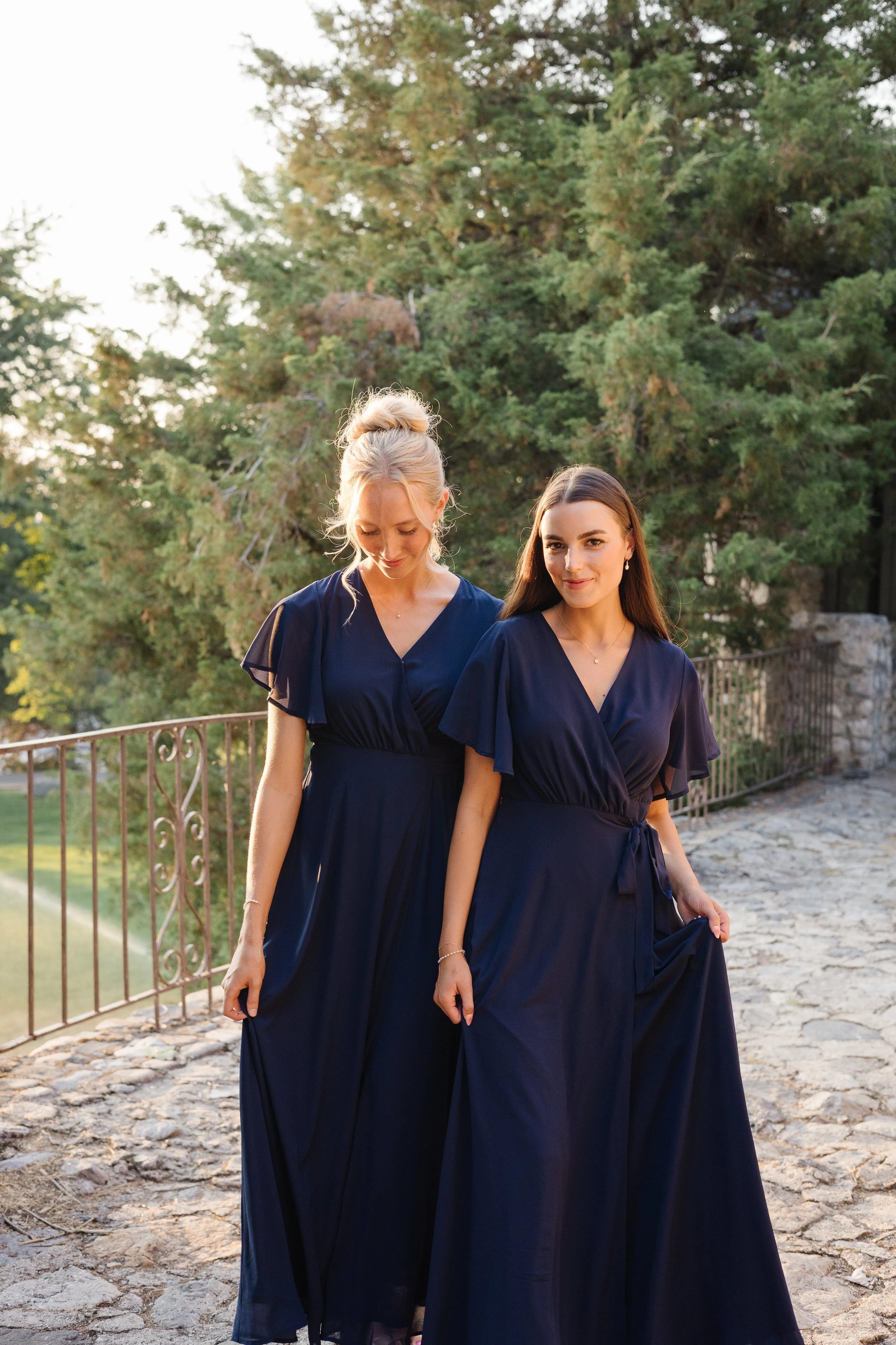 Naples Flutter Sleeve Wrap Maxi - Navy