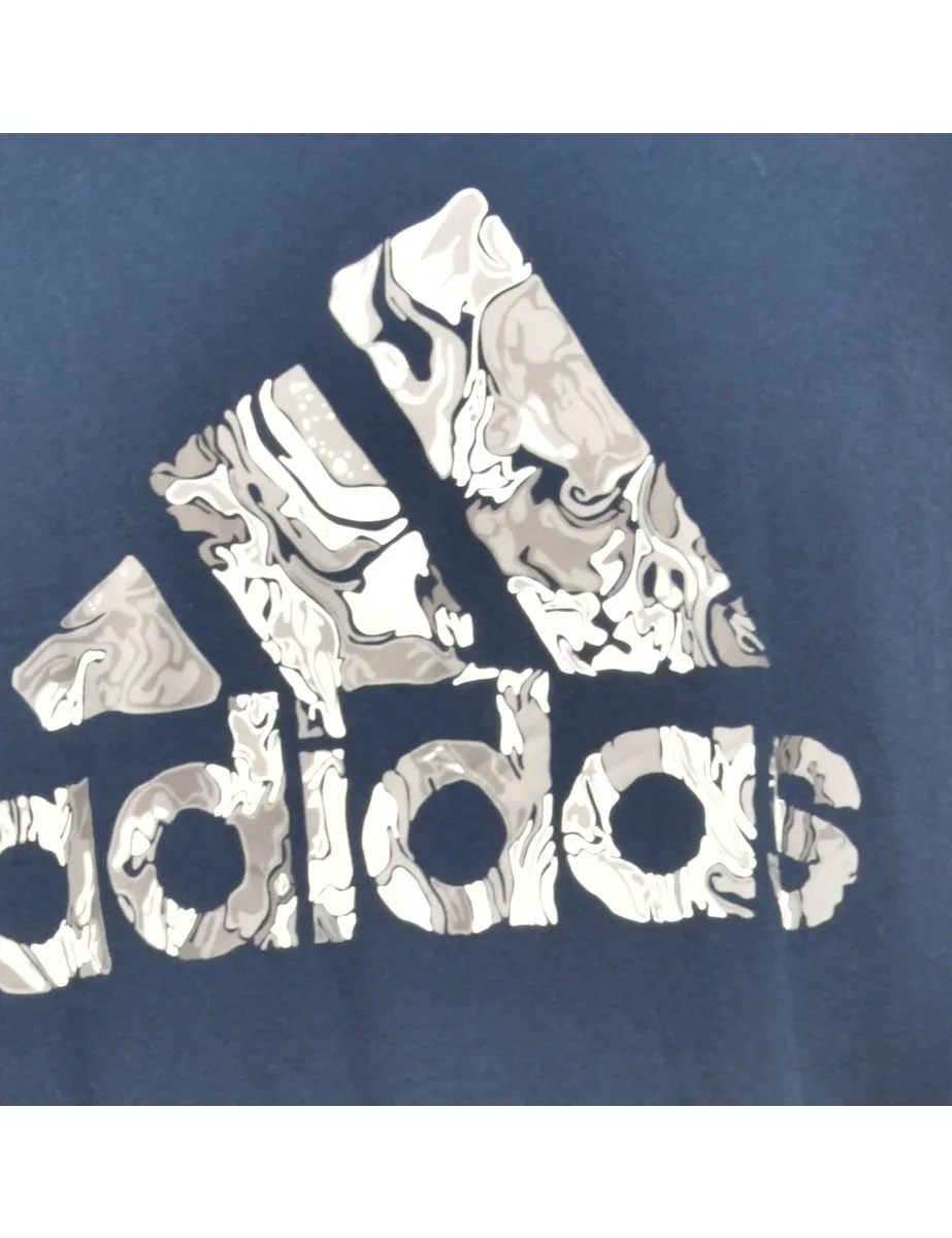 Navy Adidas Printed T-shirt - XL