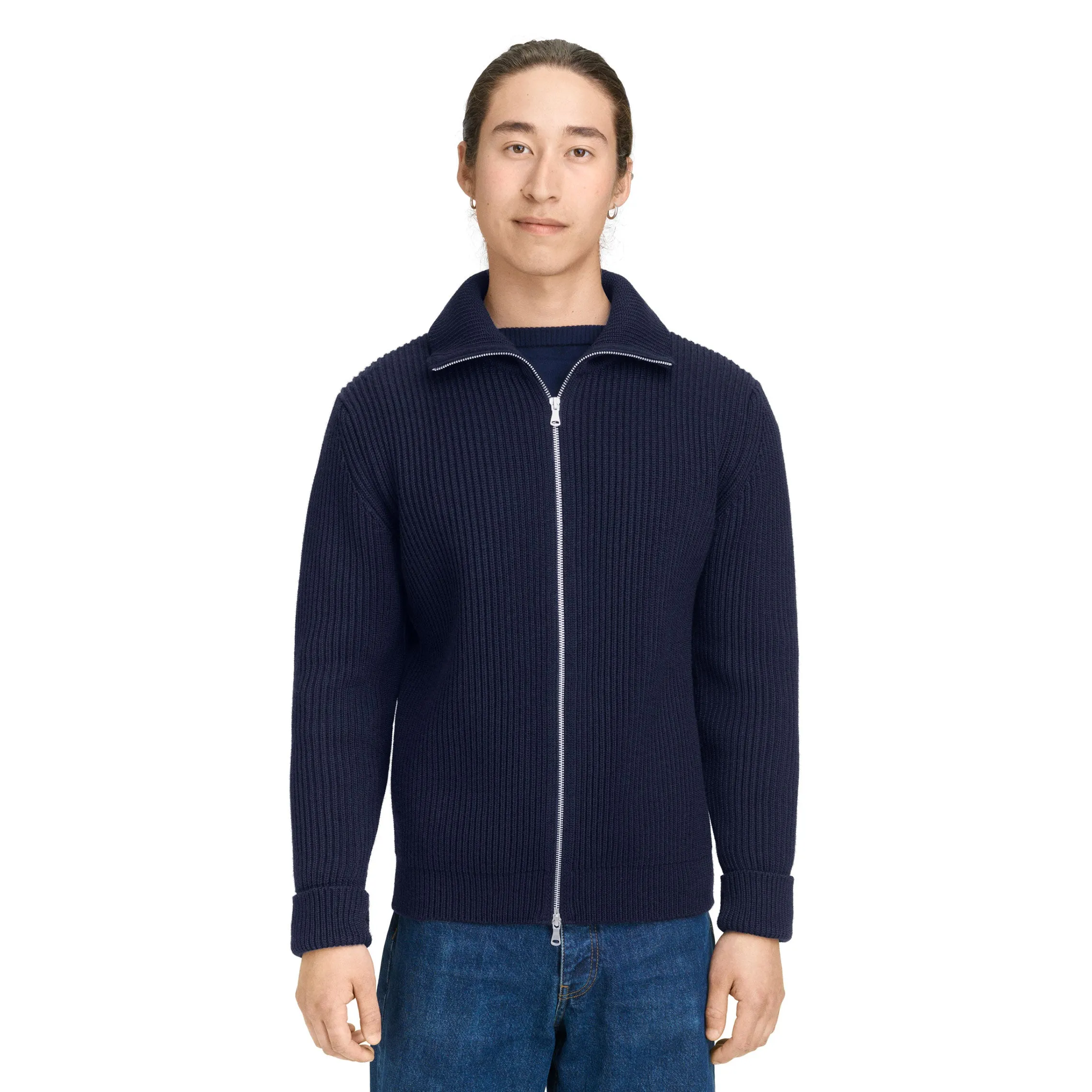 Navy Full-Zip Grey