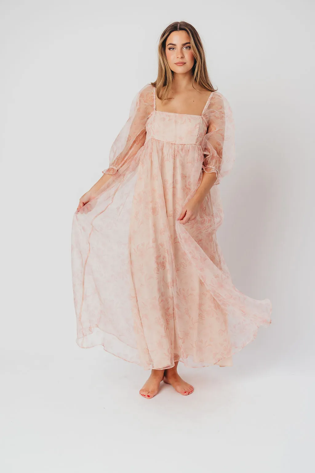 *New* Mona Maxi Dress with Smocking in Pink Floral - Bump Friendly & Inclusive Sizing (S-3XL)