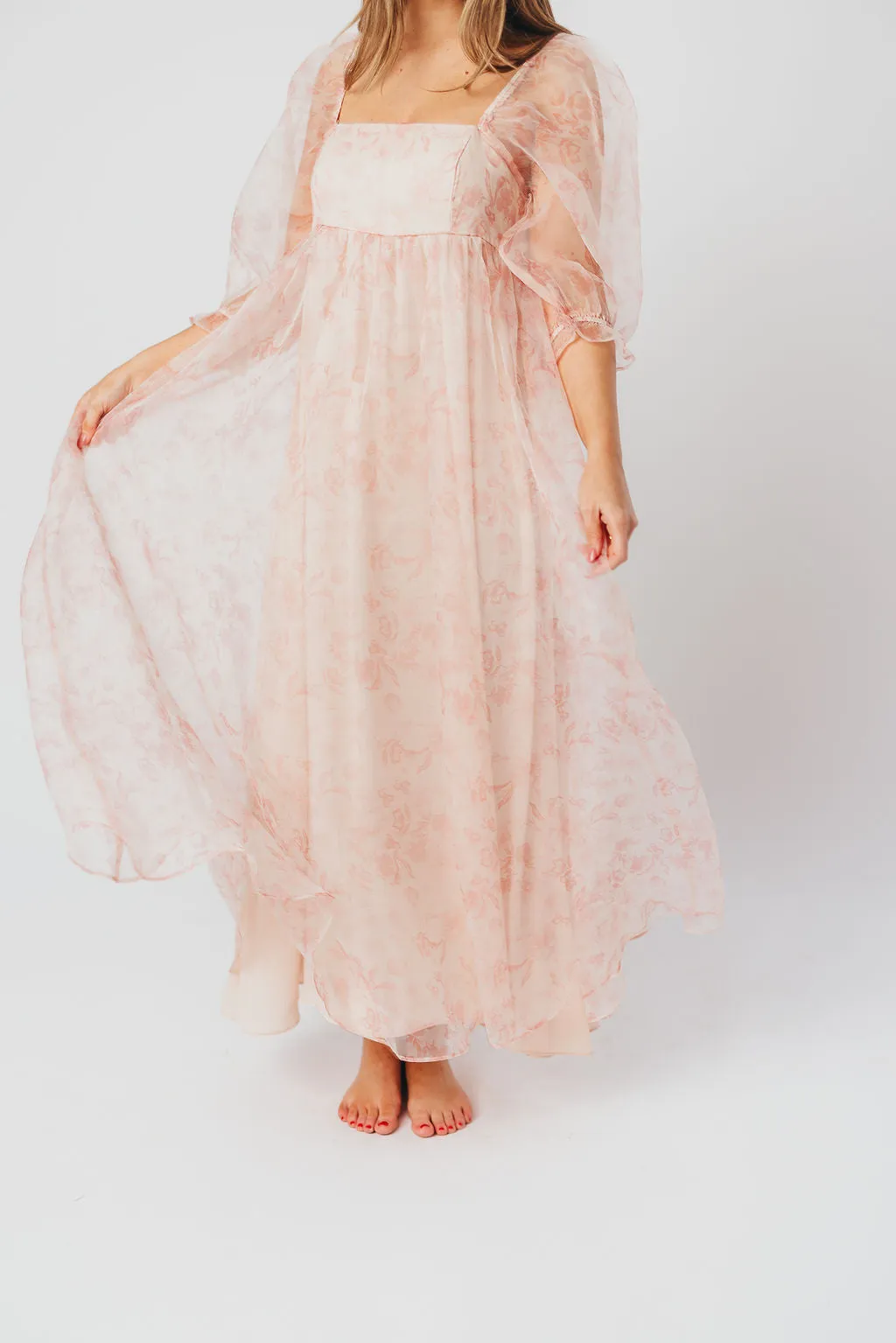 *New* Mona Maxi Dress with Smocking in Pink Floral - Bump Friendly & Inclusive Sizing (S-3XL)