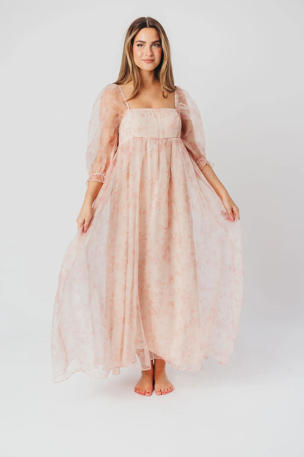 *New* Mona Maxi Dress with Smocking in Pink Floral - Bump Friendly & Inclusive Sizing (S-3XL)