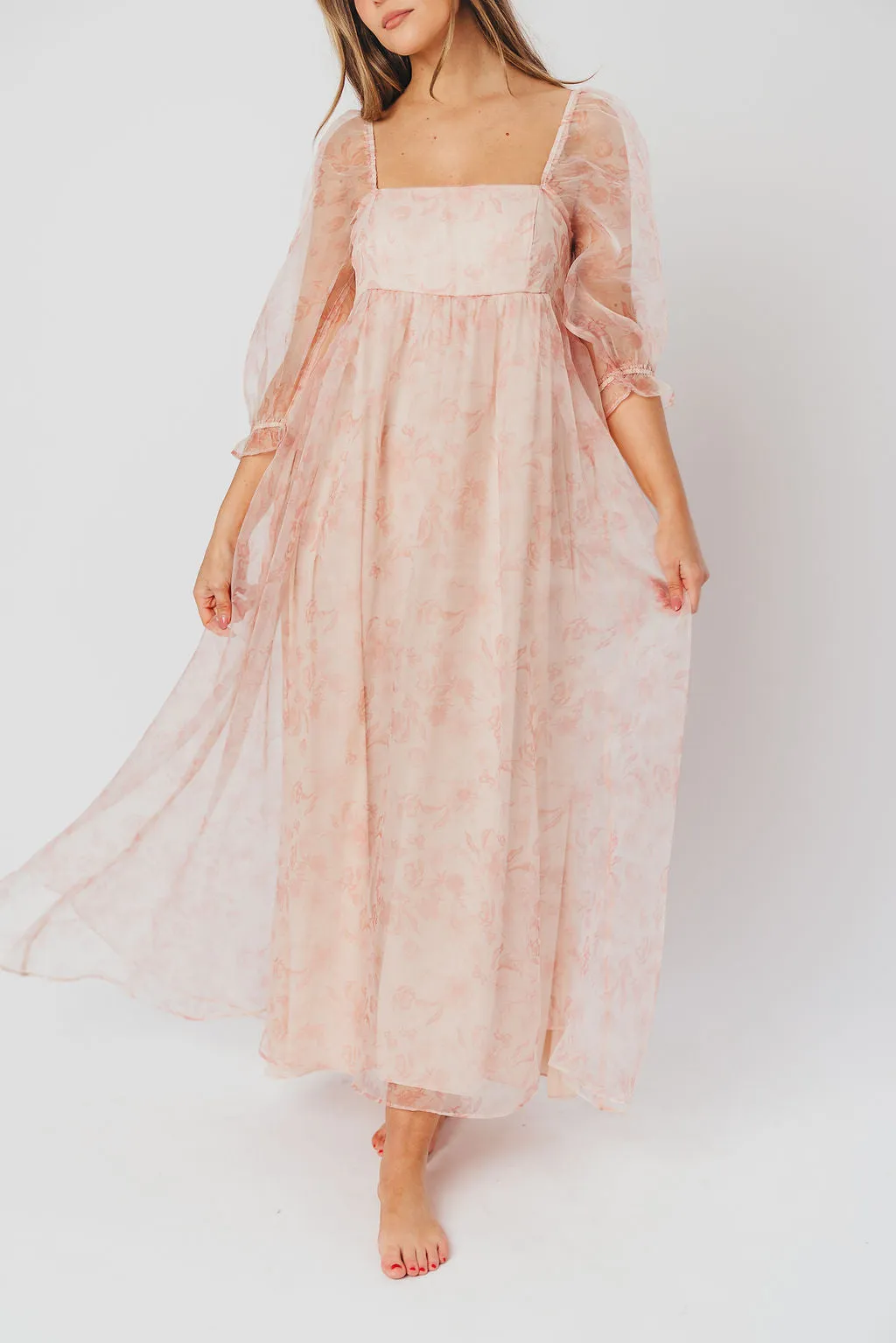 *New* Mona Maxi Dress with Smocking in Pink Floral - Bump Friendly & Inclusive Sizing (S-3XL)