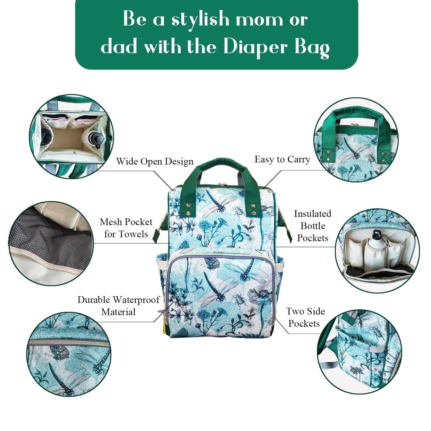 Night Cats Multifunctional Diaper Backpack Swaddling Blanket Combo Set