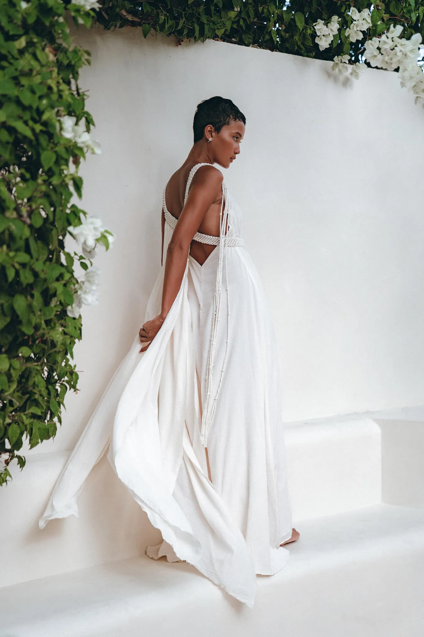 Off-White Multiway Macrame Belted Dress • Boho  Beach Wedding Dress