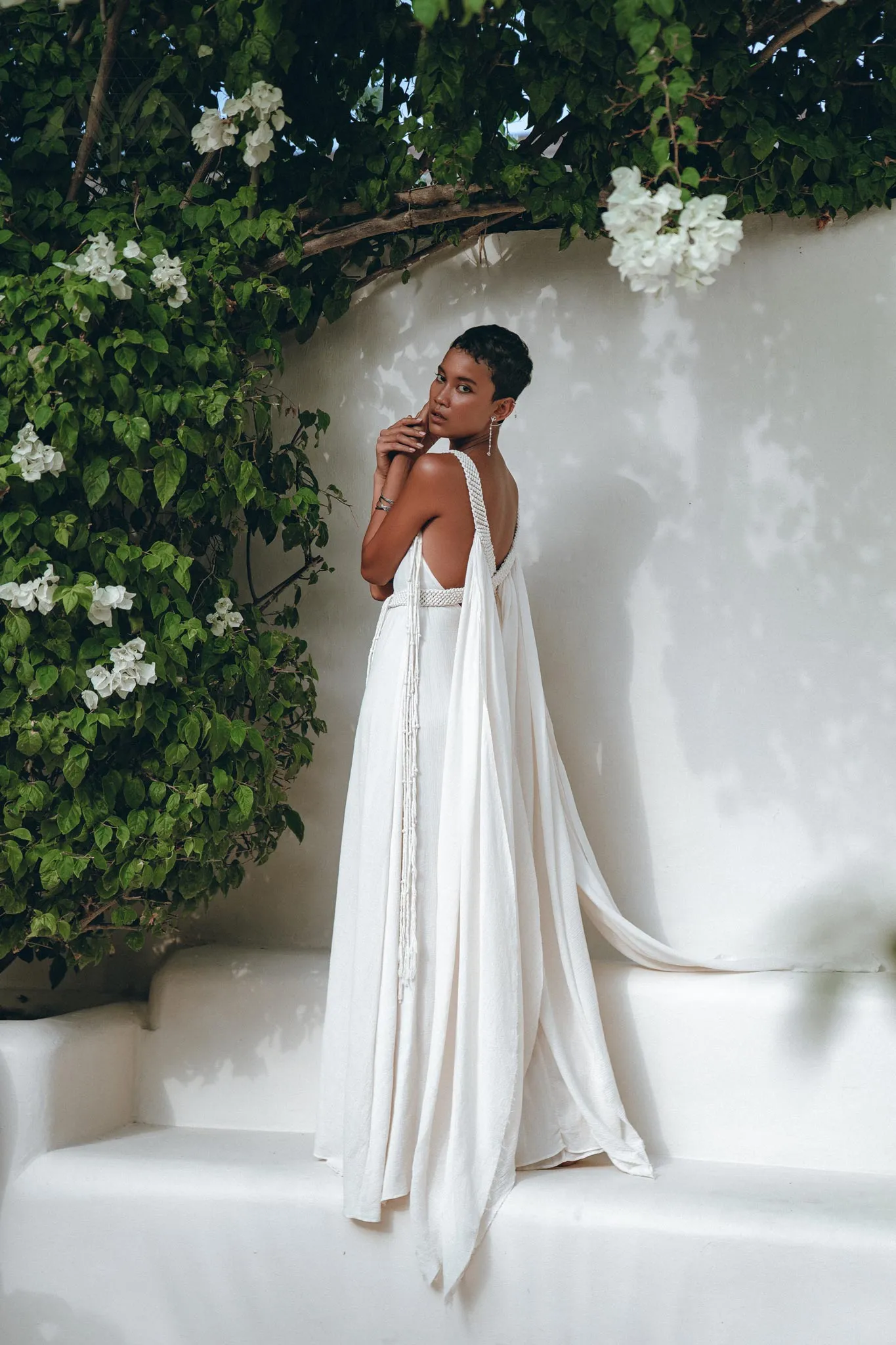 Off-White Multiway Macrame Belted Dress • Boho  Beach Wedding Dress