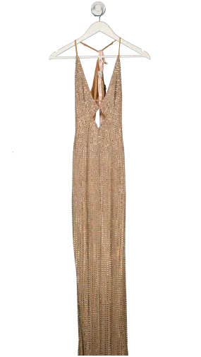 Oh Polly Nude Embellished Cut Out Maxi Dress UK 8