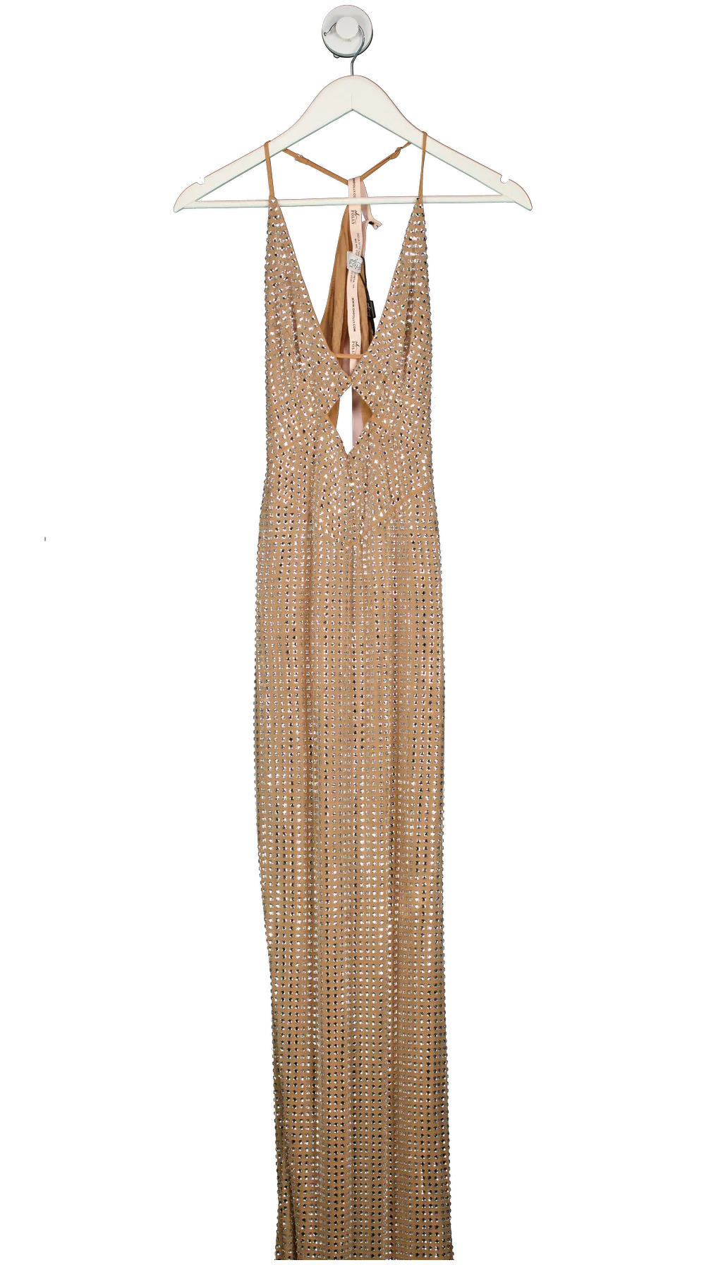 Oh Polly Nude Embellished Cut Out Maxi Dress UK 8