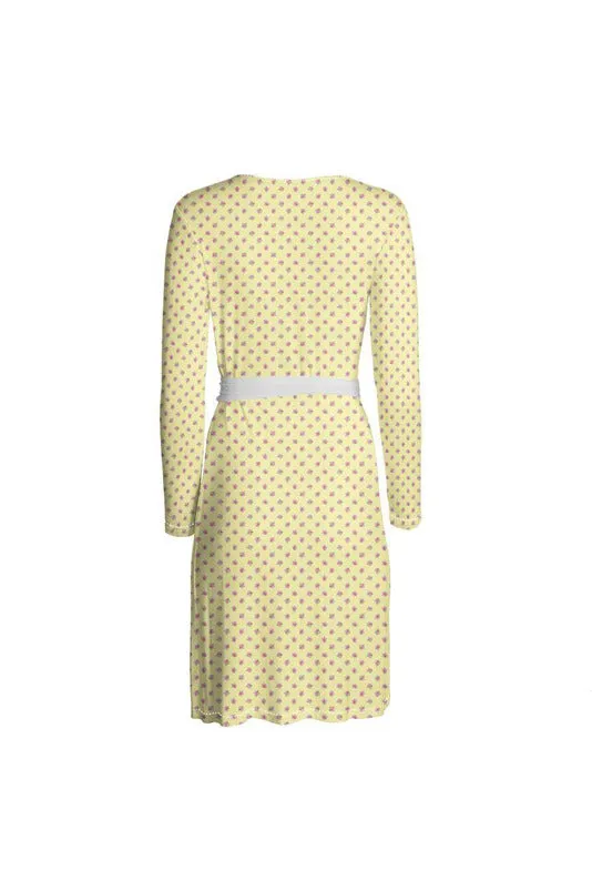 Pale Yellow Rose Wrap Dress