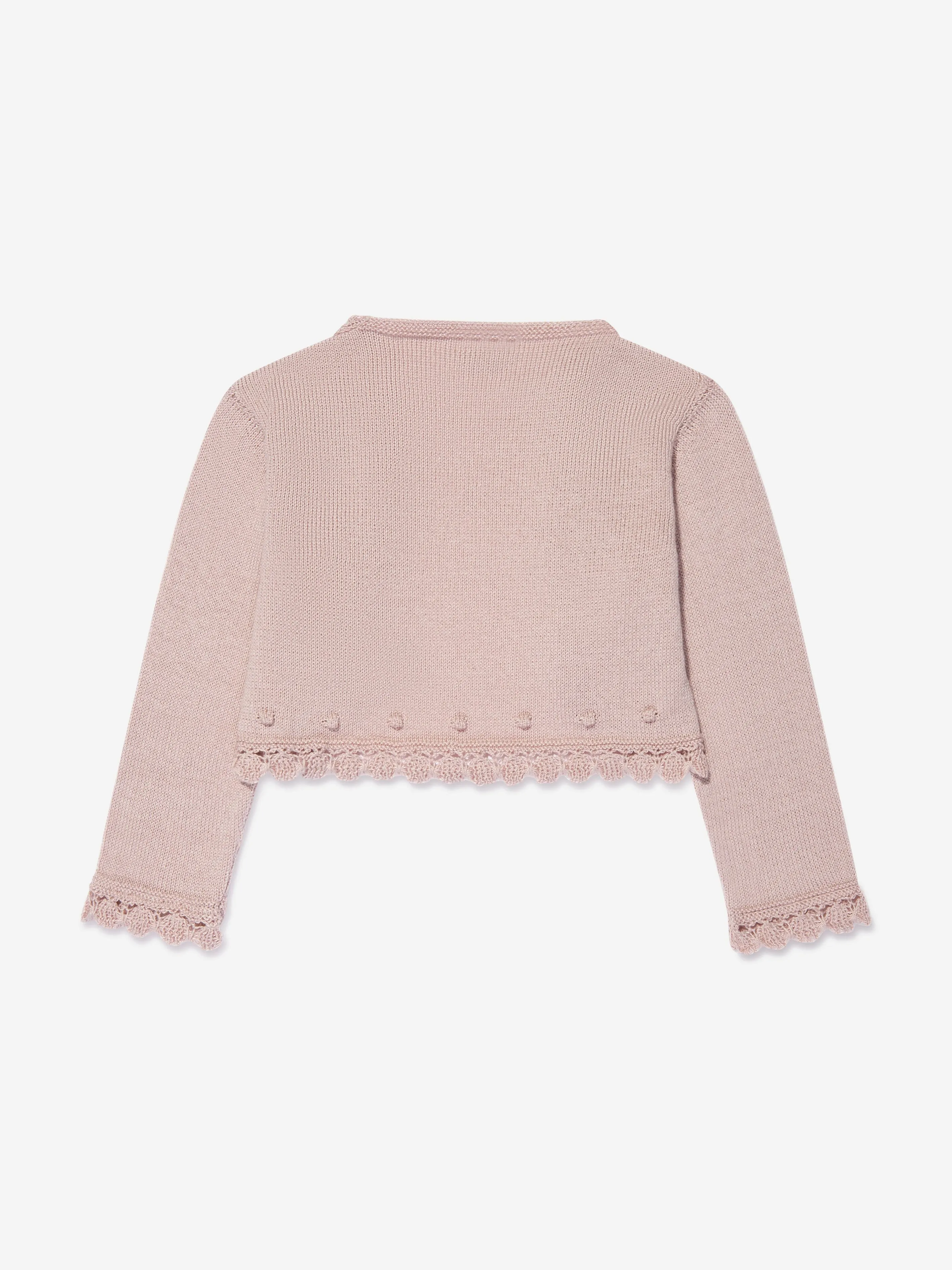 Paz Rodriguez Girls Knitted Ceremony Cardigan in Pink