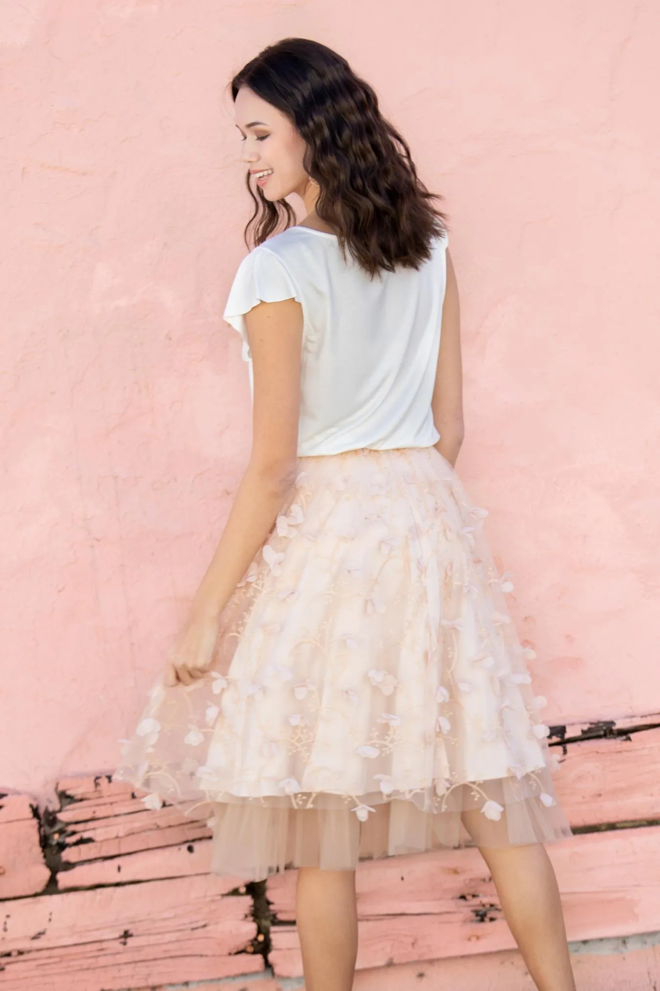 Peach Petal Fete Tulle Skirt