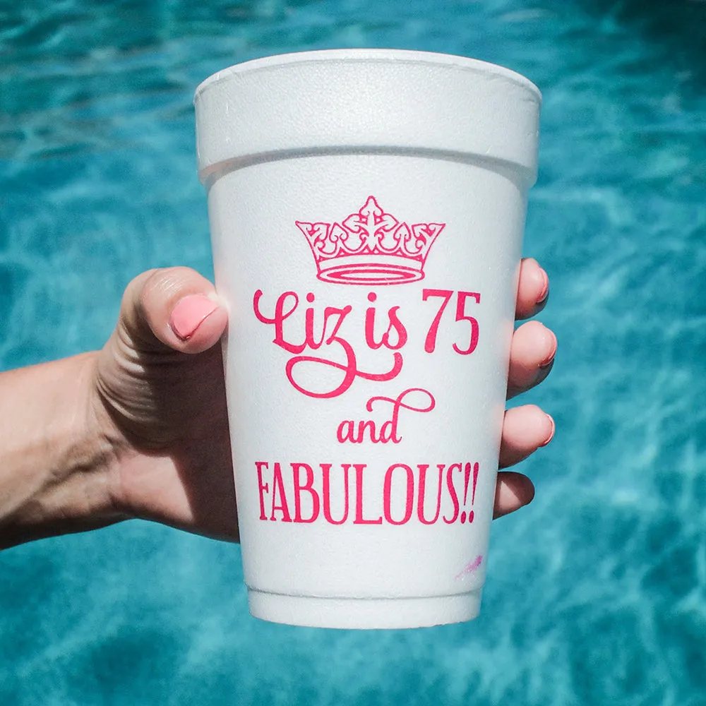 Personalized 75th Birthday Styrofoam Cups