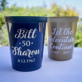 Personalized Anniversary Plastic Stadium Cups