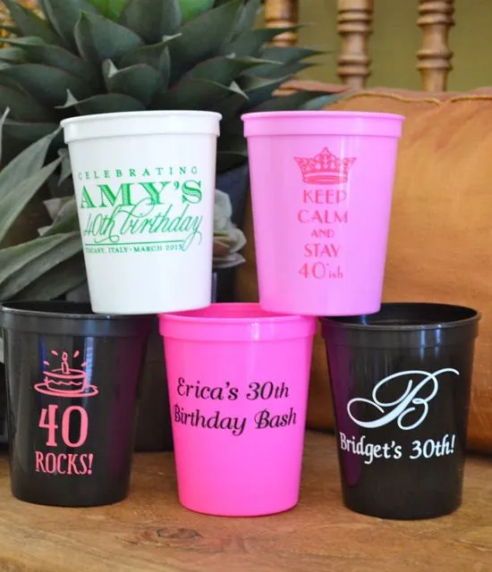 Personalized Anniversary Plastic Stadium Cups