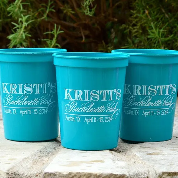 Personalized Bachelorette Weekend Plastic Stadium Cups