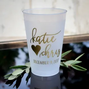 Personalized Heart and Names Shatterproof Wedding Cups