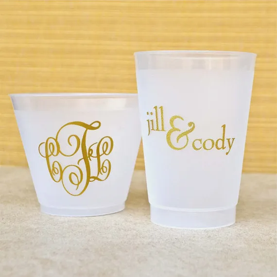 Personalized Heart and Names Shatterproof Wedding Cups