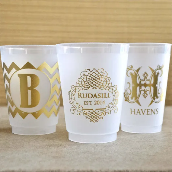 Personalized Heart and Names Shatterproof Wedding Cups