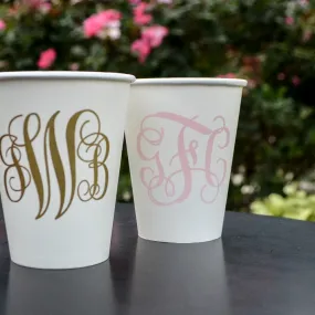 Personalized Script Monogram Paper Cups