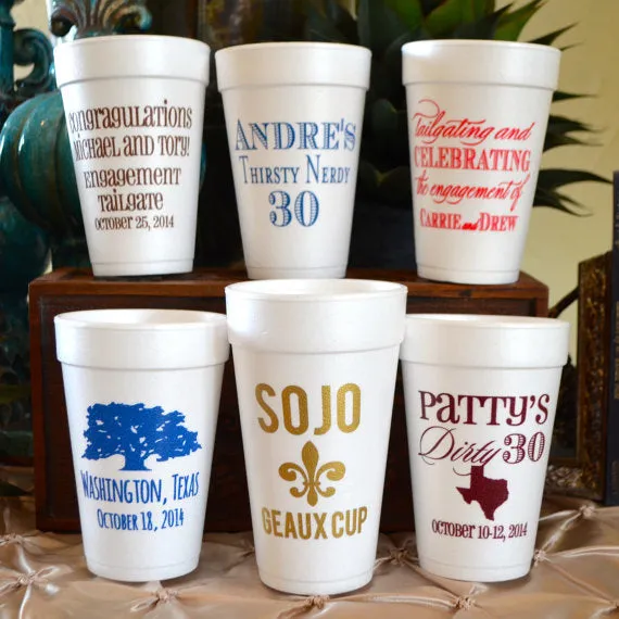 Personalized State Image Styrofoam Party Cups