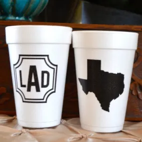 Personalized State Image Styrofoam Party Cups