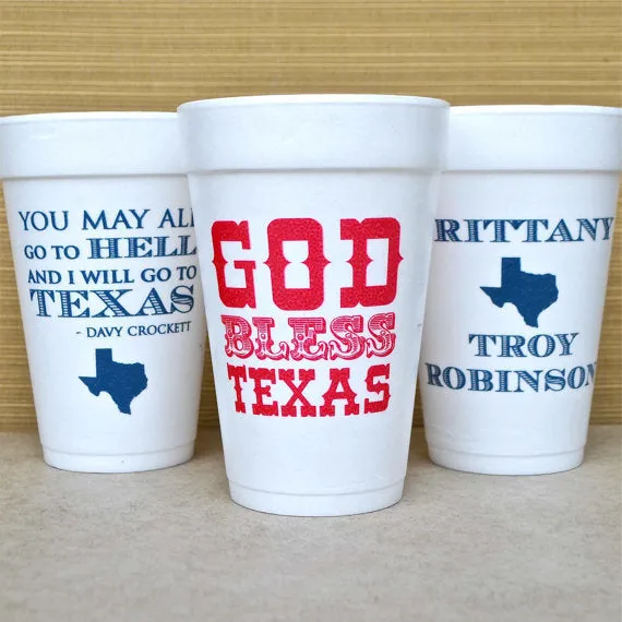 Personalized Texas Pride Styrofoam Cups