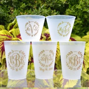 Personalized Wreath Monogram Frost Flex Cups