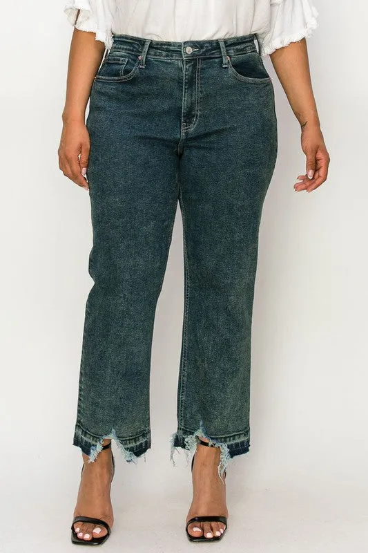 PLUS SIZE - HIGH RISE STRETCH STRAIGHT JEANS