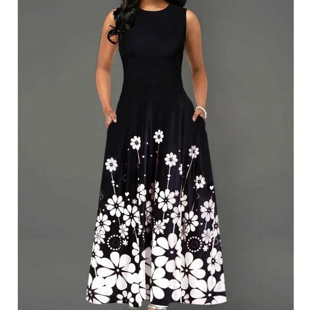 Plus Size Sleeveless Floral Dress