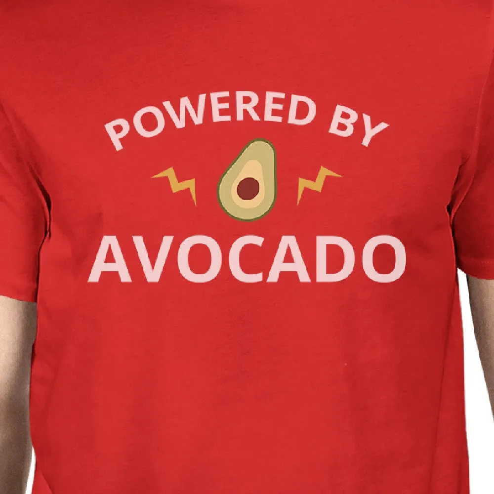 Powered By Avocado Red Unique Graphic Summer Cotton Shirt For Men