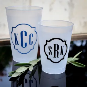 Quatrefoil Border Monogram Frost Flex Cups