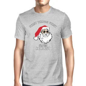 Realistic Santa Grey Men's T-shirt Christmas Gift Funny Shirt