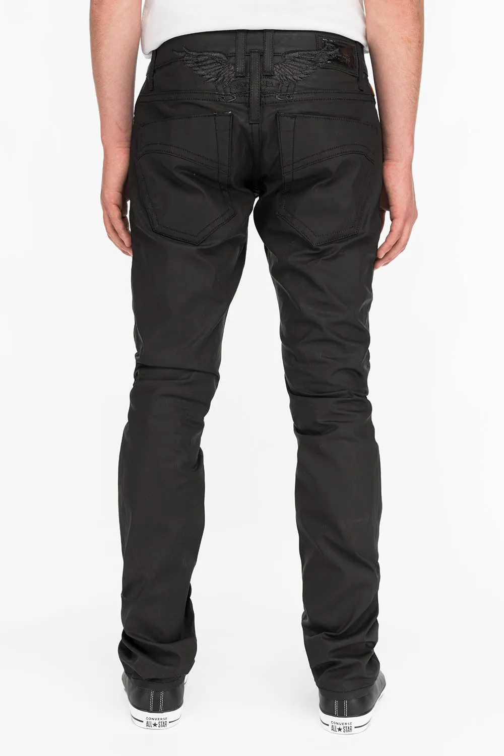 ROBINS MARLON JEANS IN BLACK WAX RAW DENIM